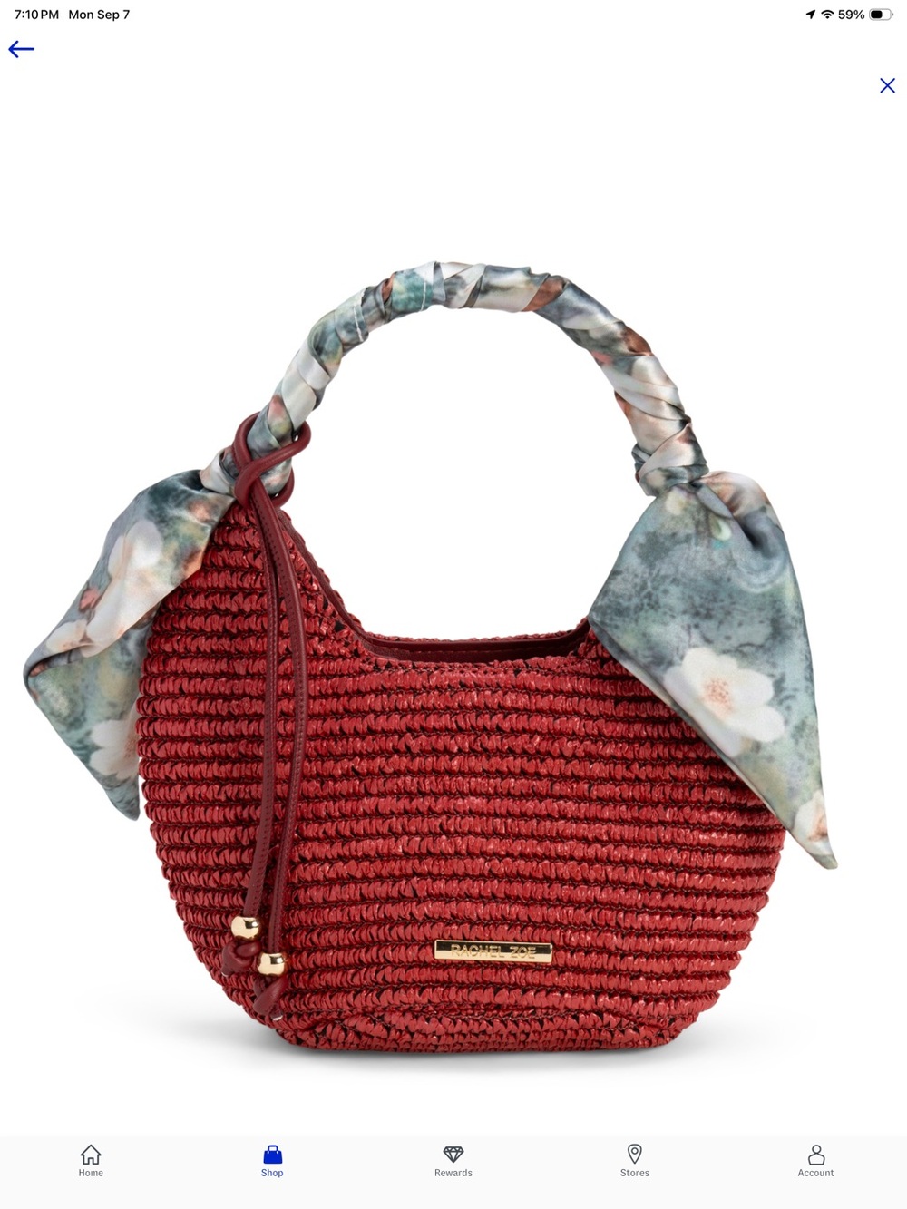 Rachel Zoe Red Woven Mini Top-Handle Bag with Floral Scarf